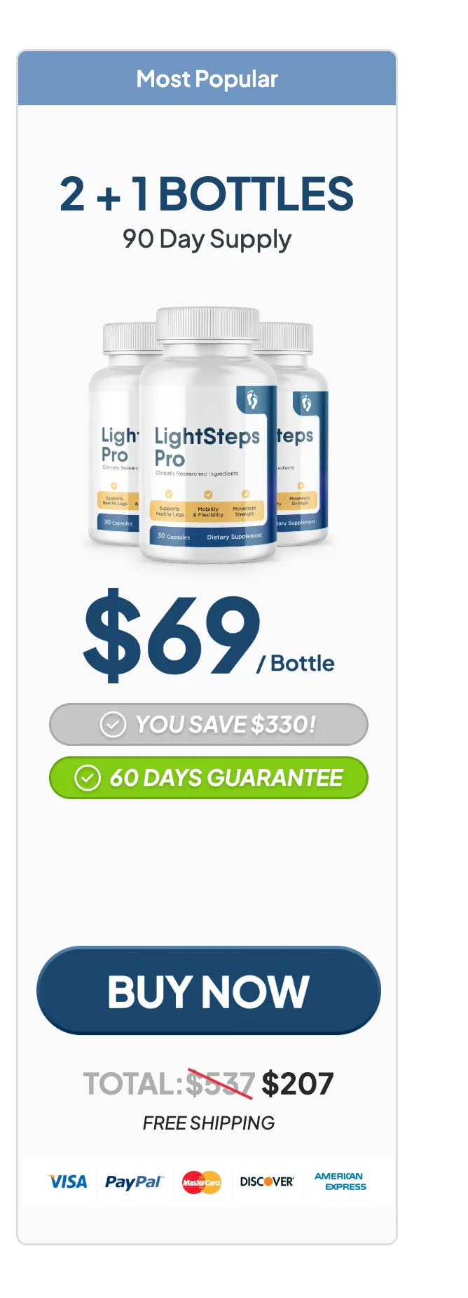 LightSteps Pro 3 bottle popular package — 90 day supply